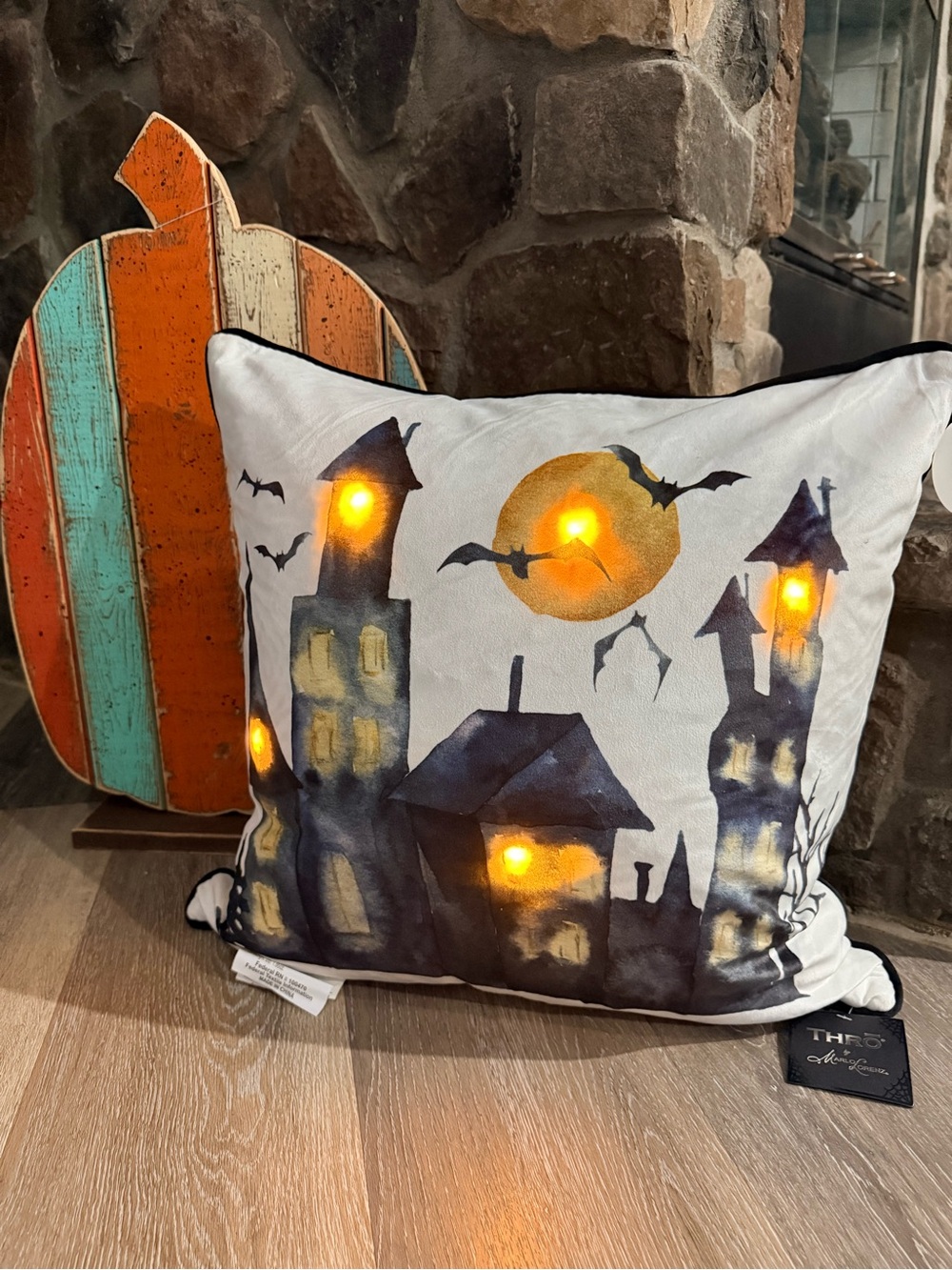 Halloween Haunted House Light-Up Decorative Pillow - Marlo Lorenz Thor